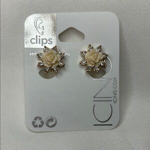 Icing Floral Clip on Earrings